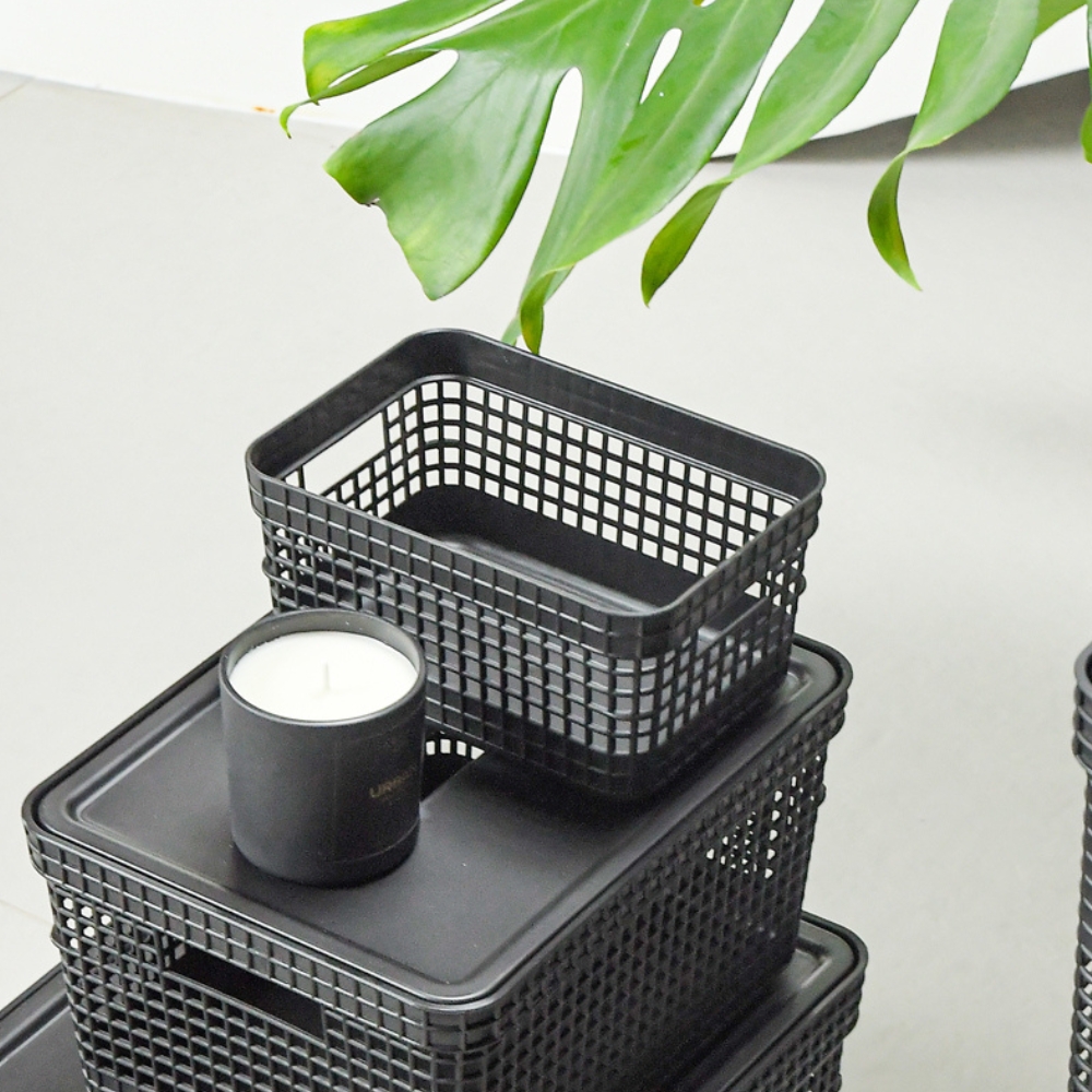 Cesta Organizadora 20x14x10cm 2,5 litros OU «Grid» (Negro) - Imagen 3