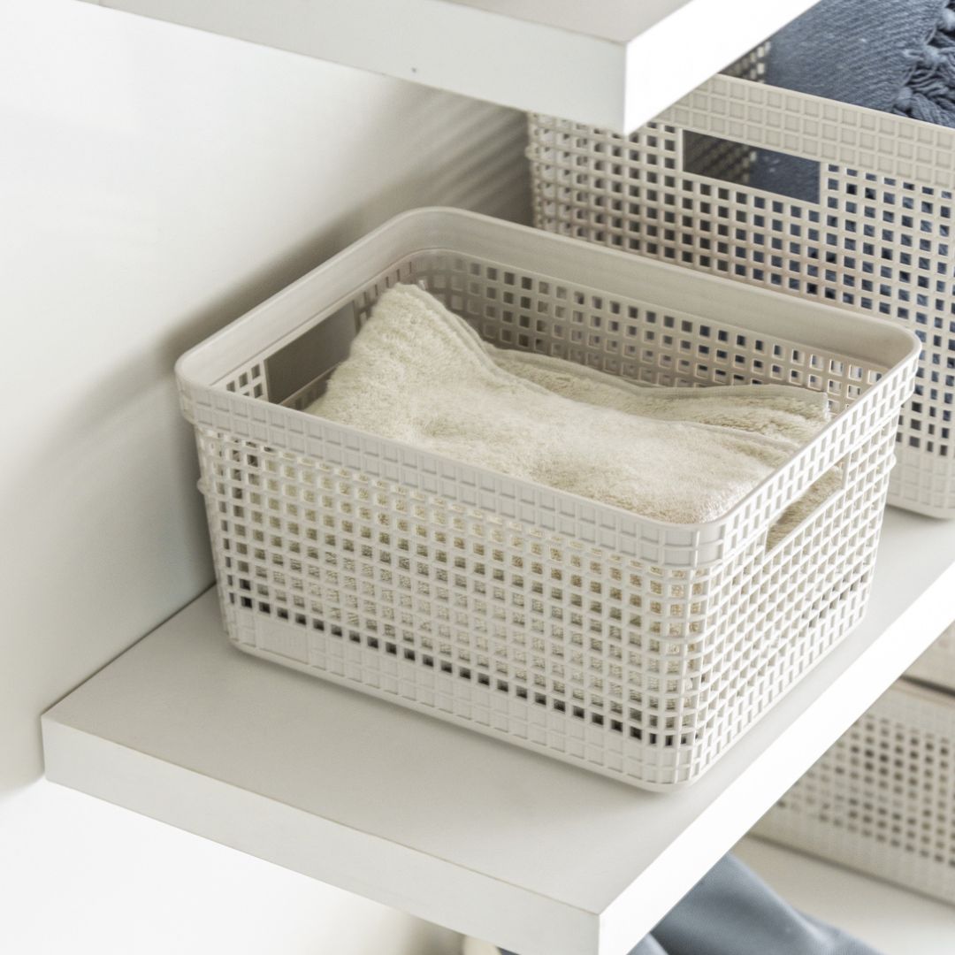 Cesta Organizadora 28x22x15cm 8 litros OU «Grid» (Beige) - Imagen 3