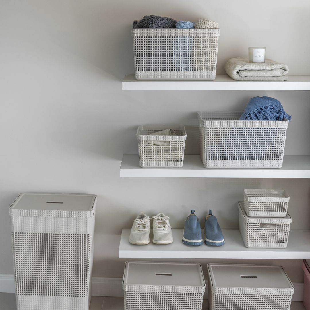 Cesta Organizadora 28x22x15cm 8 litros OU «Grid» (Beige) - Imagen 4