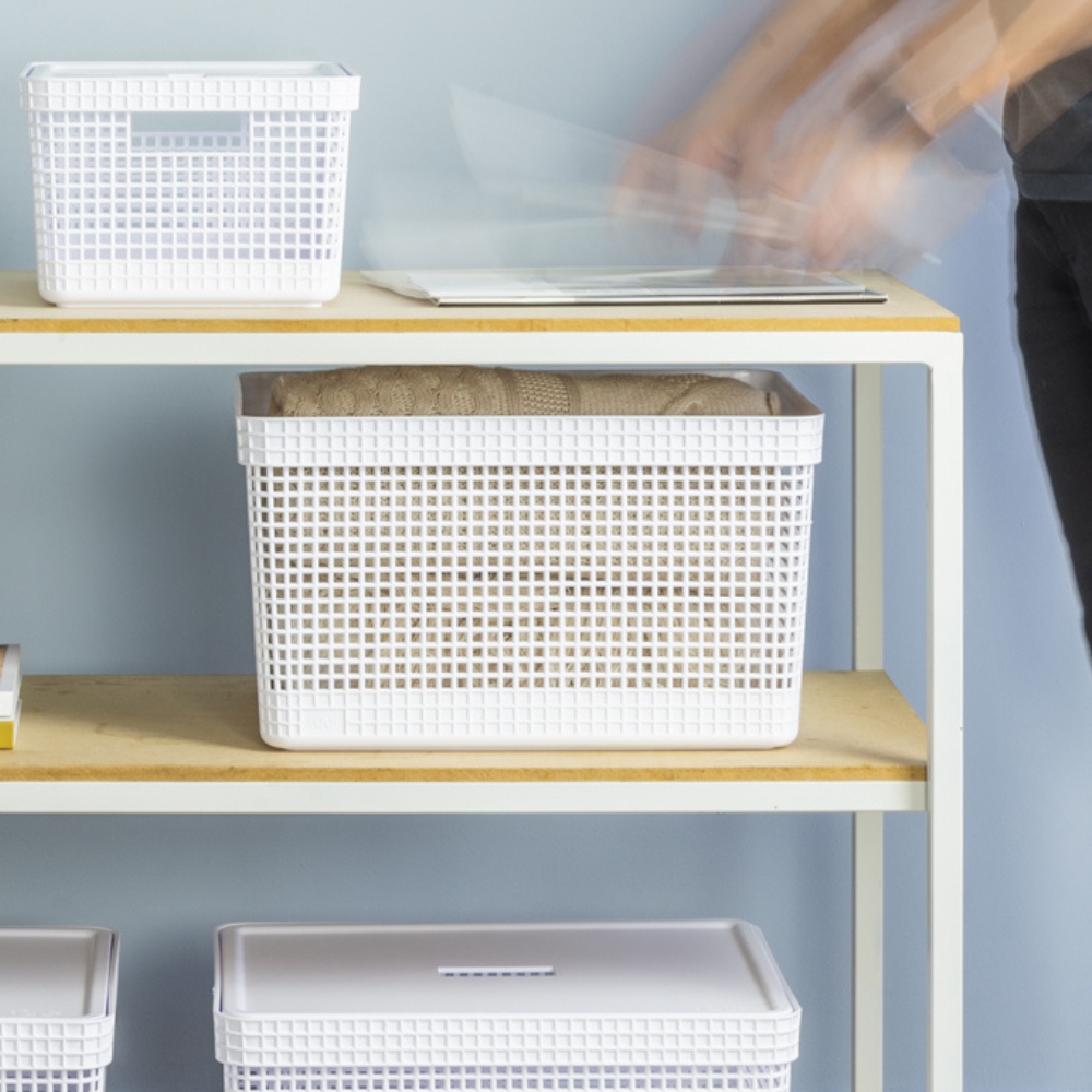 Cesta Organizadora 38x28x22cm 20 litros OU «Grid» (Blanco) - Imagen 3