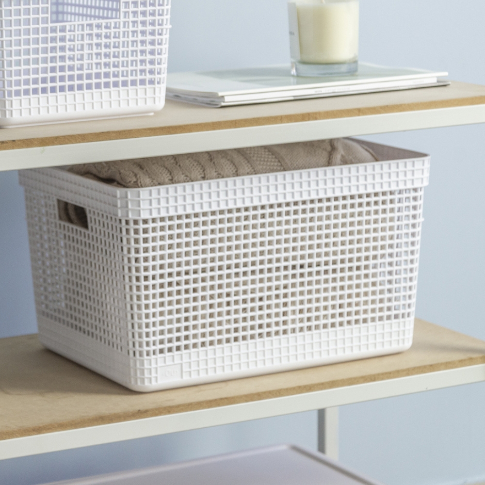 Cesta Organizadora 38x28x22cm 20 litros OU «Grid» (Blanco) - Imagen 4