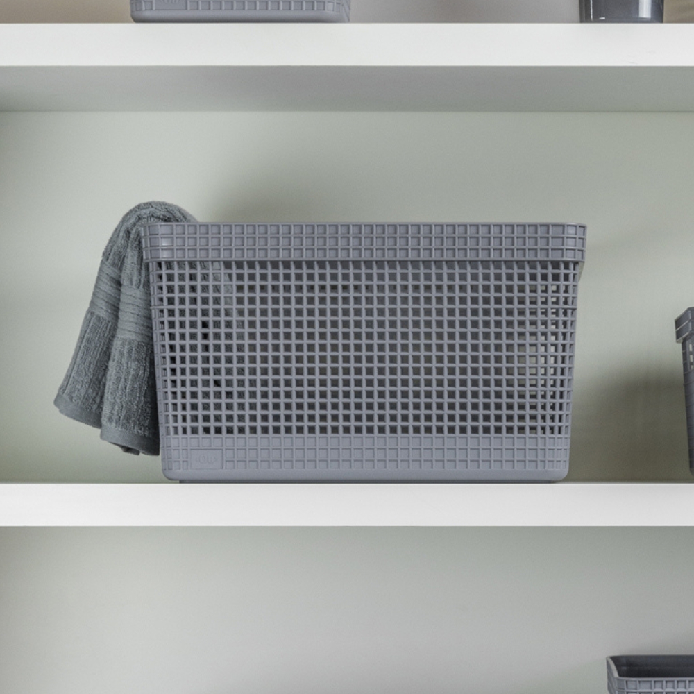 Cesta Organizadora 38x28x22cm 20 litros OU «Grid» (Gris) - Imagen 3