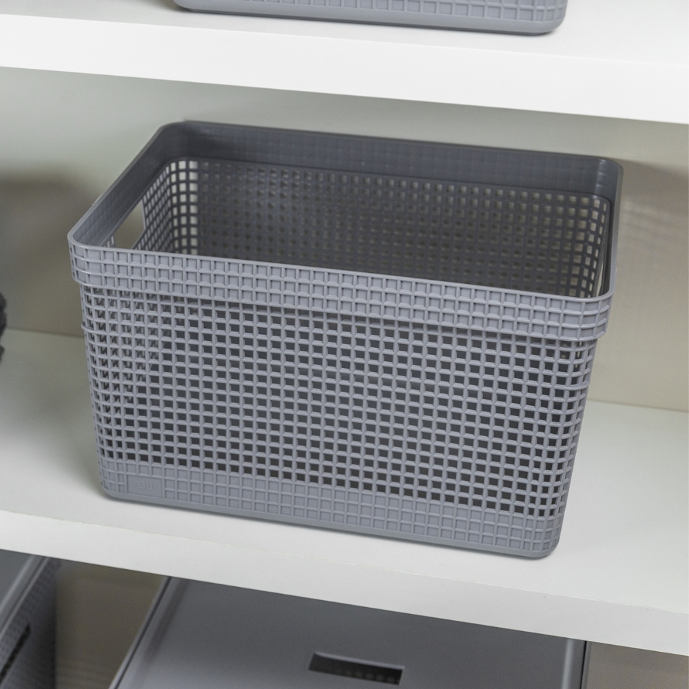 Cesta Organizadora 38x28x22cm 20 litros OU «Grid» (Gris) - Imagen 4