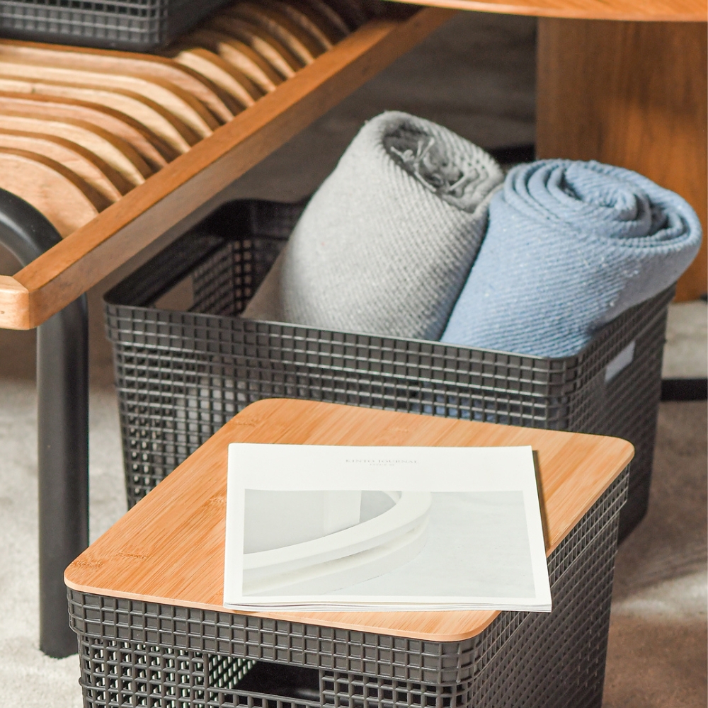 Cesta Organizadora 38x28x22cm 20 litros OU «Grid» (Negro) - Imagen 3