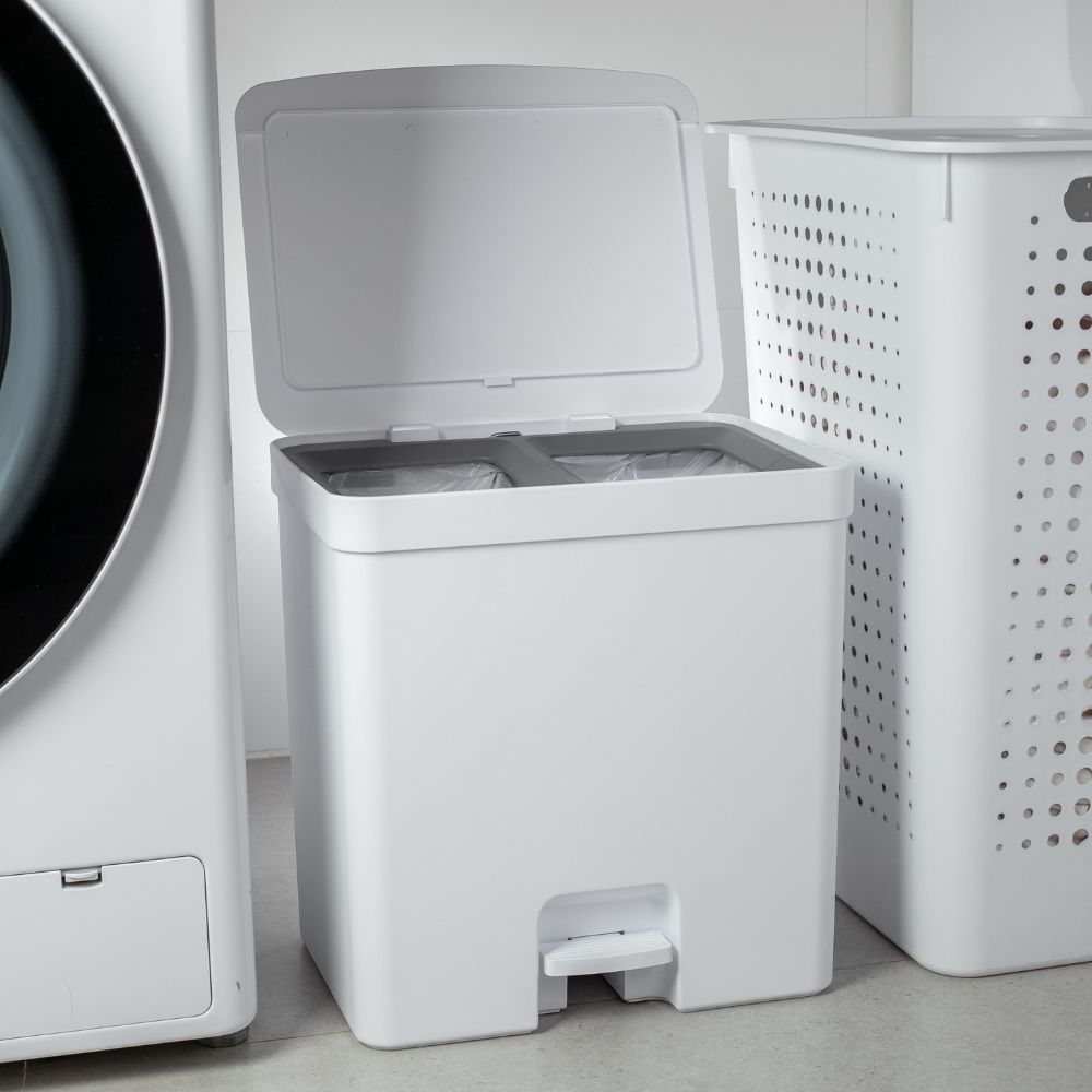 Basurero 10+10 litros con Pedal OU «Trium» (Blanco) - Imagen 3
