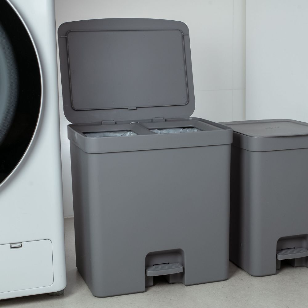 Basurero 10+10 litros con Pedal OU «Trium» (Gris) - Imagen 3