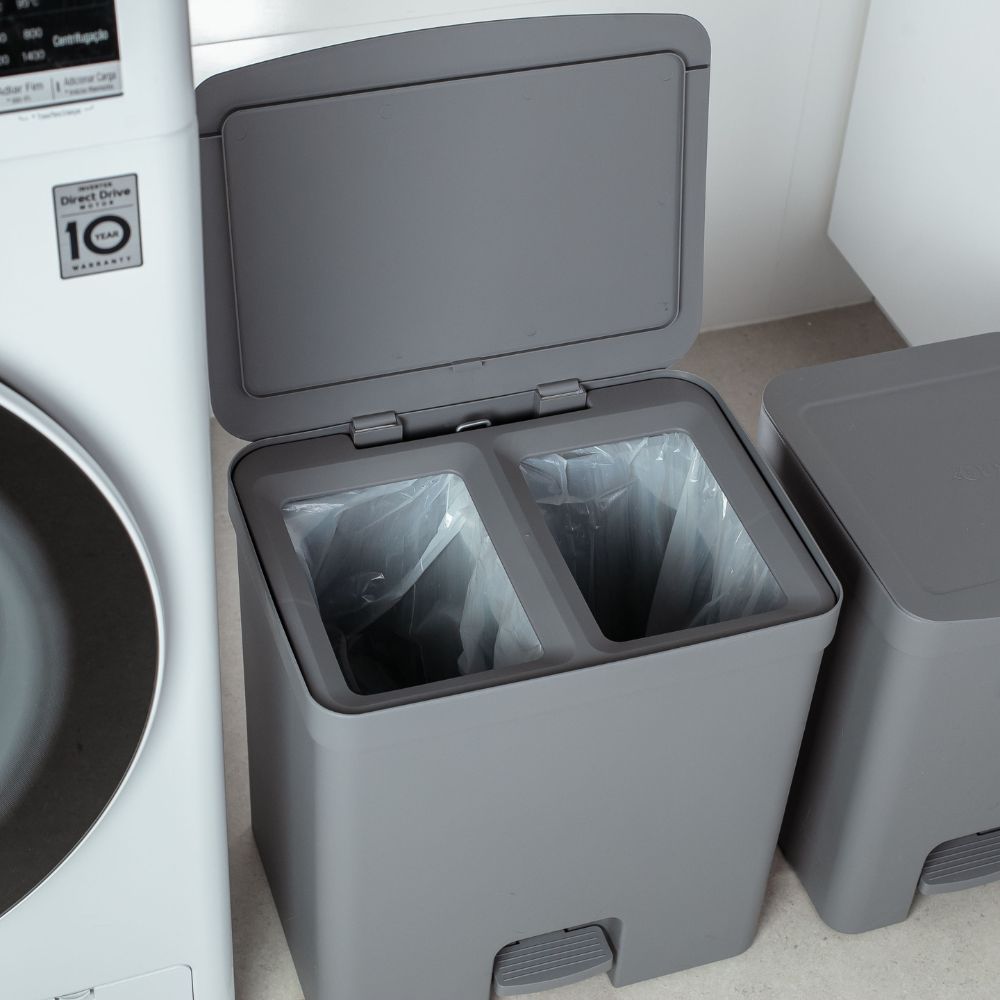 Basurero 10+10 litros con Pedal OU «Trium» (Gris) - Imagen 4